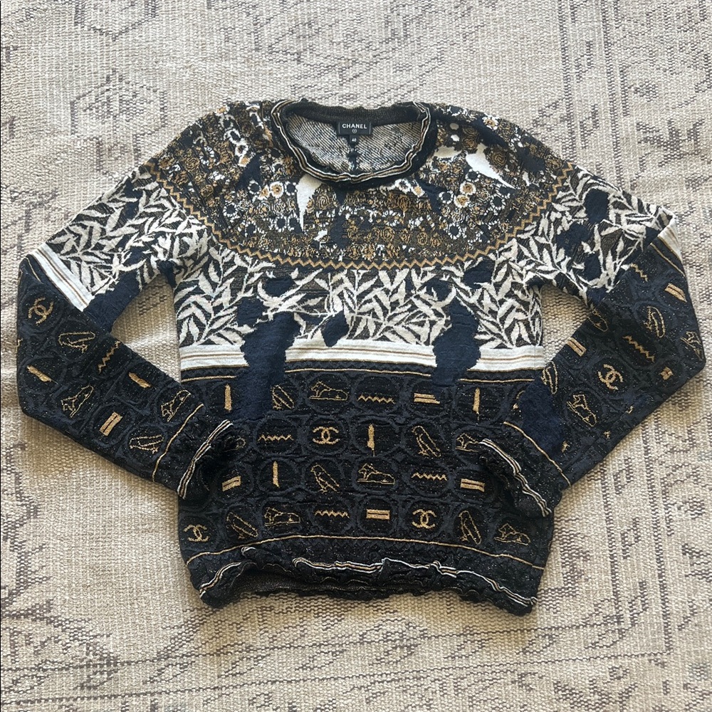 Chanel Intricate Black and Gold Sweater